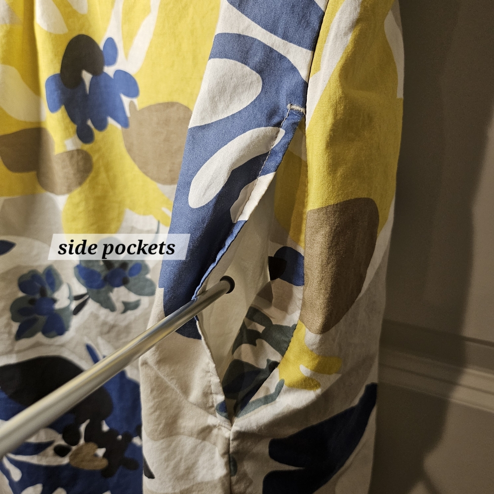 Boden Dress Floral Sheath Mini US 6 Cotton Lined Pockets Blue Yellow Summer - Picture 5 of 10